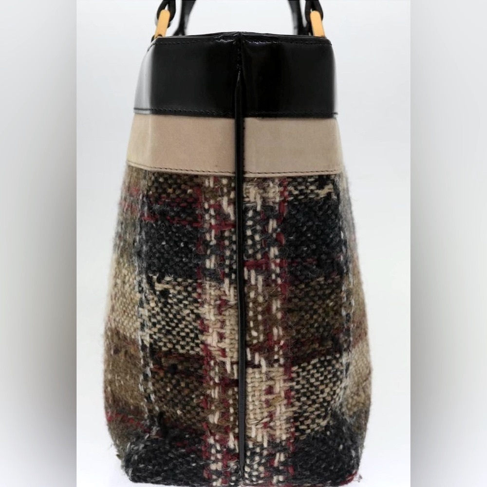 Burberry Handtasche Wolle Beige Authentic Tweed Tote and Pouch Set with Dust Bag - Picture 6 of 16
